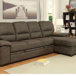 Brand New Brown Sectional Sofa Storage Sleeper