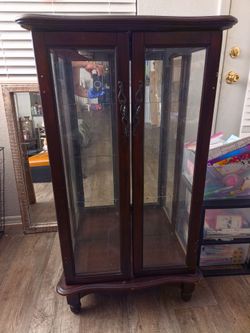 Vintage Wood and Glass Curio Cabinet