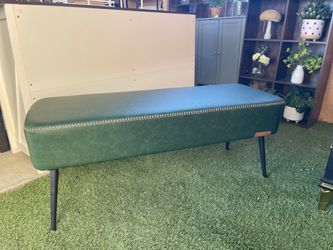 Green Faux Leather Upholstered Bench