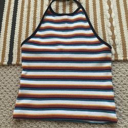 Brandy Melville Striped 70s Hippie Halter Beach Fun Top Size Small