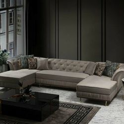 Marilyn Velvet Ivory Double Chaise Sectional

