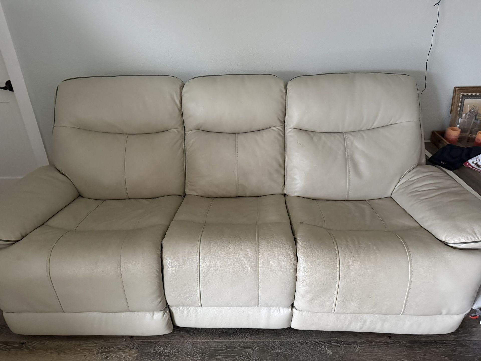 leather sofa recliner -cream color