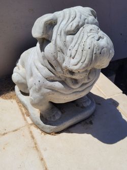 Vintage Boho Cast Cement Bulldog Garden Statues