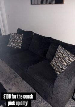 Dark Gray Fabric Sofa with Accent Pillows