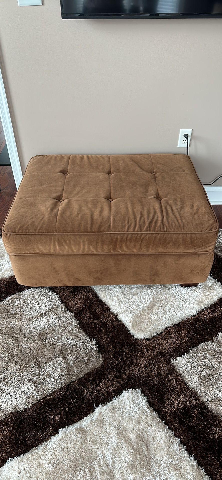 Brown Suede Ottoman