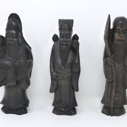 Set of 3 sculptures of Fortune luck and longevity..!!!