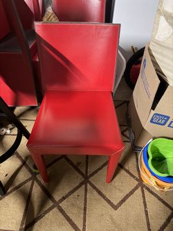 Genuine Red Leather Dining Chairs