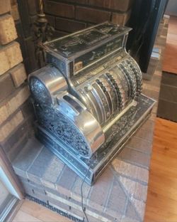 LARGE CHROME AND BLACK NATIONAL CASH REGISTER