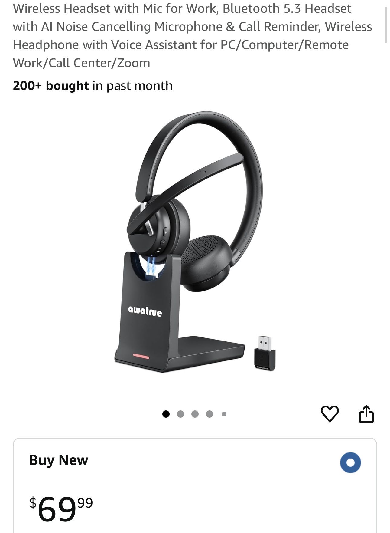 Wireless Headset With Mic For Work