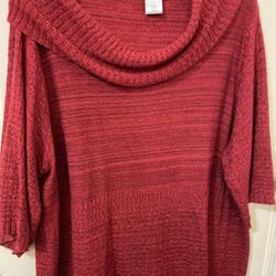 Red Pullover Sweater /shawl Collar  Size 4x