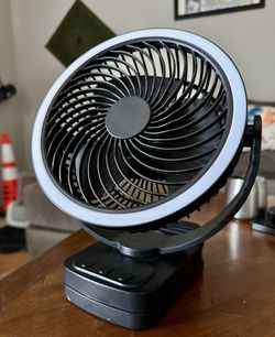 Mainstay 7 "Rechargeable  Fan with LED Black black 