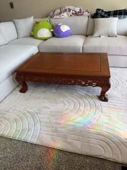 Solid Wood Hand-carved coffee table - vintage
