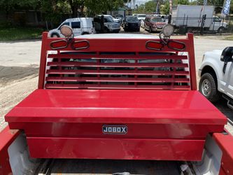 Jobox toolbox and headache rack ladder rack with LED lights for 8 foot bed