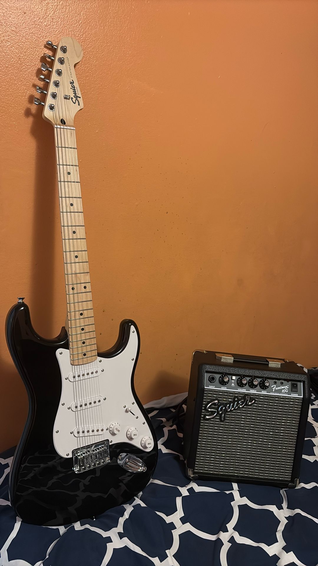 Fender Stratocaster Electric Guitar With Amplifier and Case