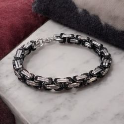 Stainless Steel Byzantine Chain Link Bracelet 