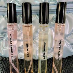 Set of 4 perfumes: White Summer Petals, Lily Fleur, Aqua Nomad, and Private Santal  Size: 0.50 Fl. Oz. (15 ML)
