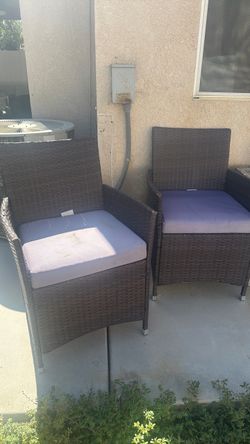 Outdoor Wicker Patio Chairs with Cushions – Set of 2