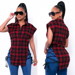 Don’t Plaid Yourself Top (Black/Red)
