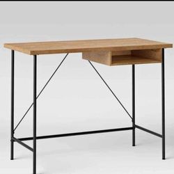 Wood and metal Writing Desk with Storage Essential