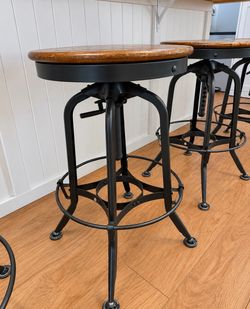 Restoration Hardware Industrial Adjustable Bar Stools – Set of 4