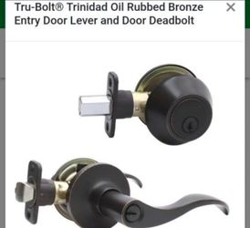 New Tru-Bolt Trinidad Oil Rubbed Bronze Entry Door Lever and Door Deadbolt