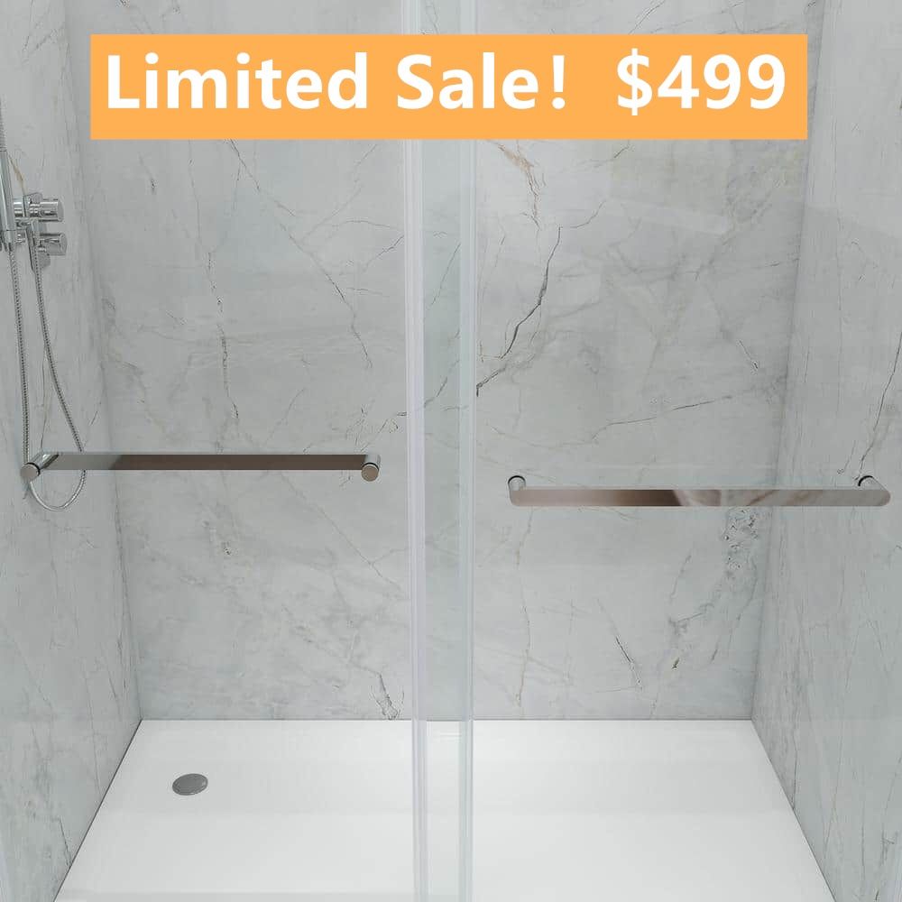 72in. W x 76 in. H Double Sliding Frameless Shower Door in  with Smooth Sliding and 3/8 in. Glass