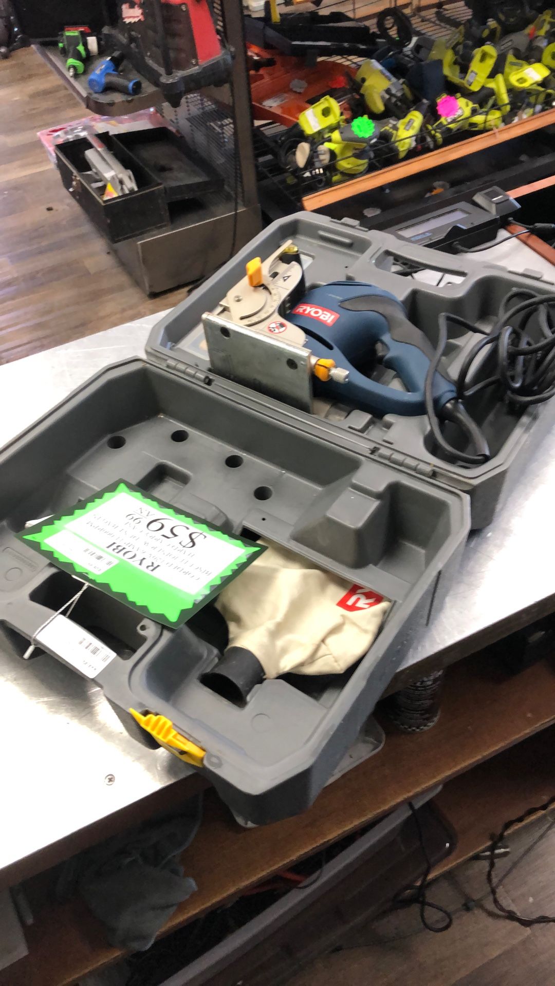 1003 Ryobi JM82 Corded 120v 6amp 11,000rpm Biscuit Joiner W/ Dust Bag In Hard Carry Case 532993