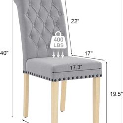 2 Gray Parsons Dining Chairs Tufted Style 
