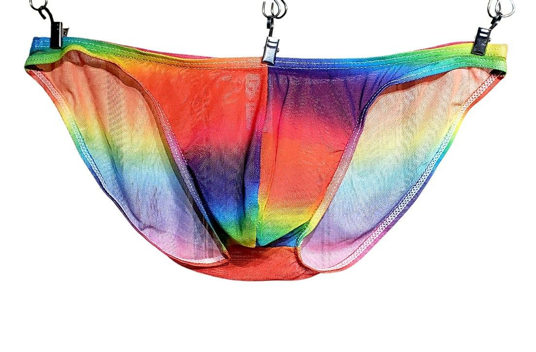 Sheer Mesh Bikini Brief Rainbow Print NWOT Men's Underwear M