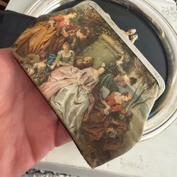 Vintage Baroque Scene Fabric Coin Purse