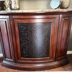 Curved Wooden Bar Cabinet With Granite Top