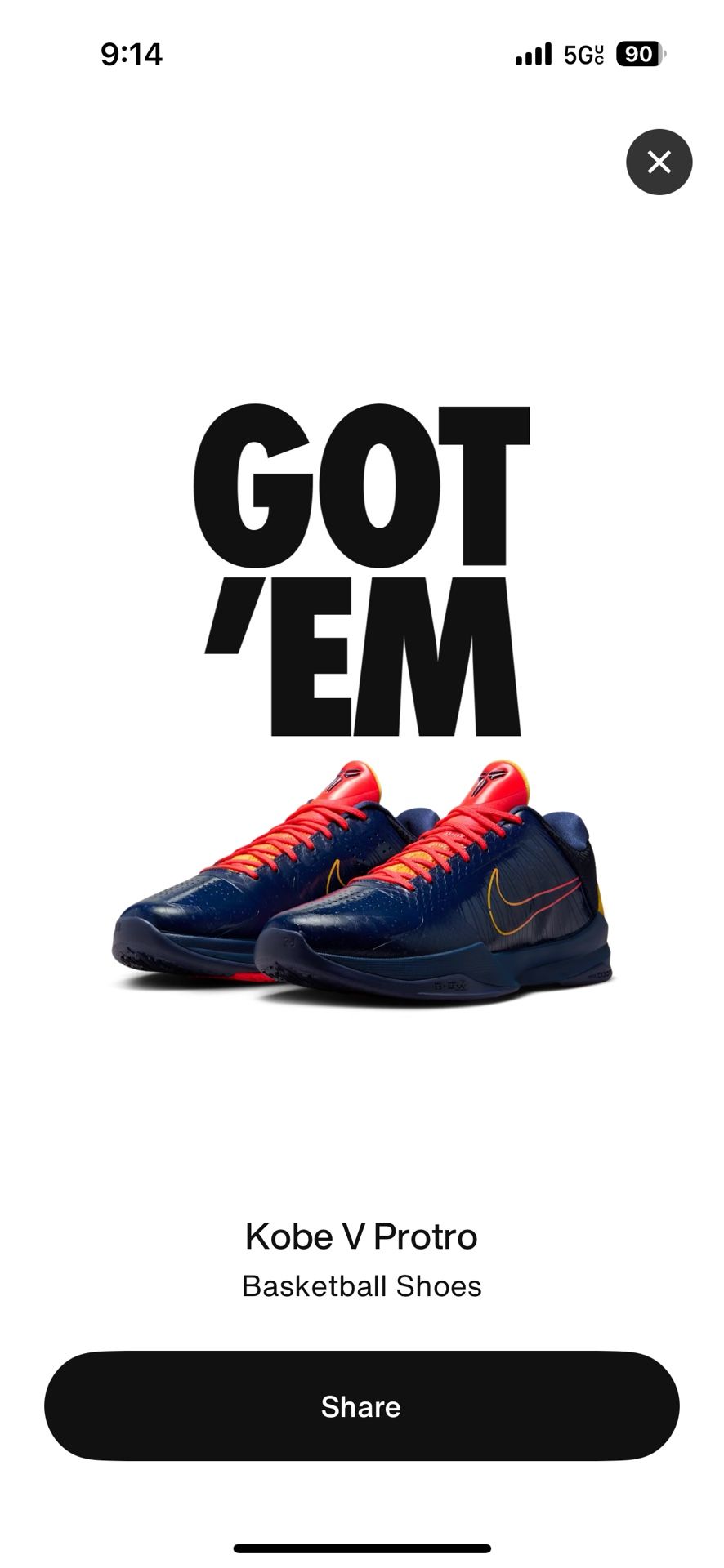 Kobe 5 Caitlin Clark PE Sz 12