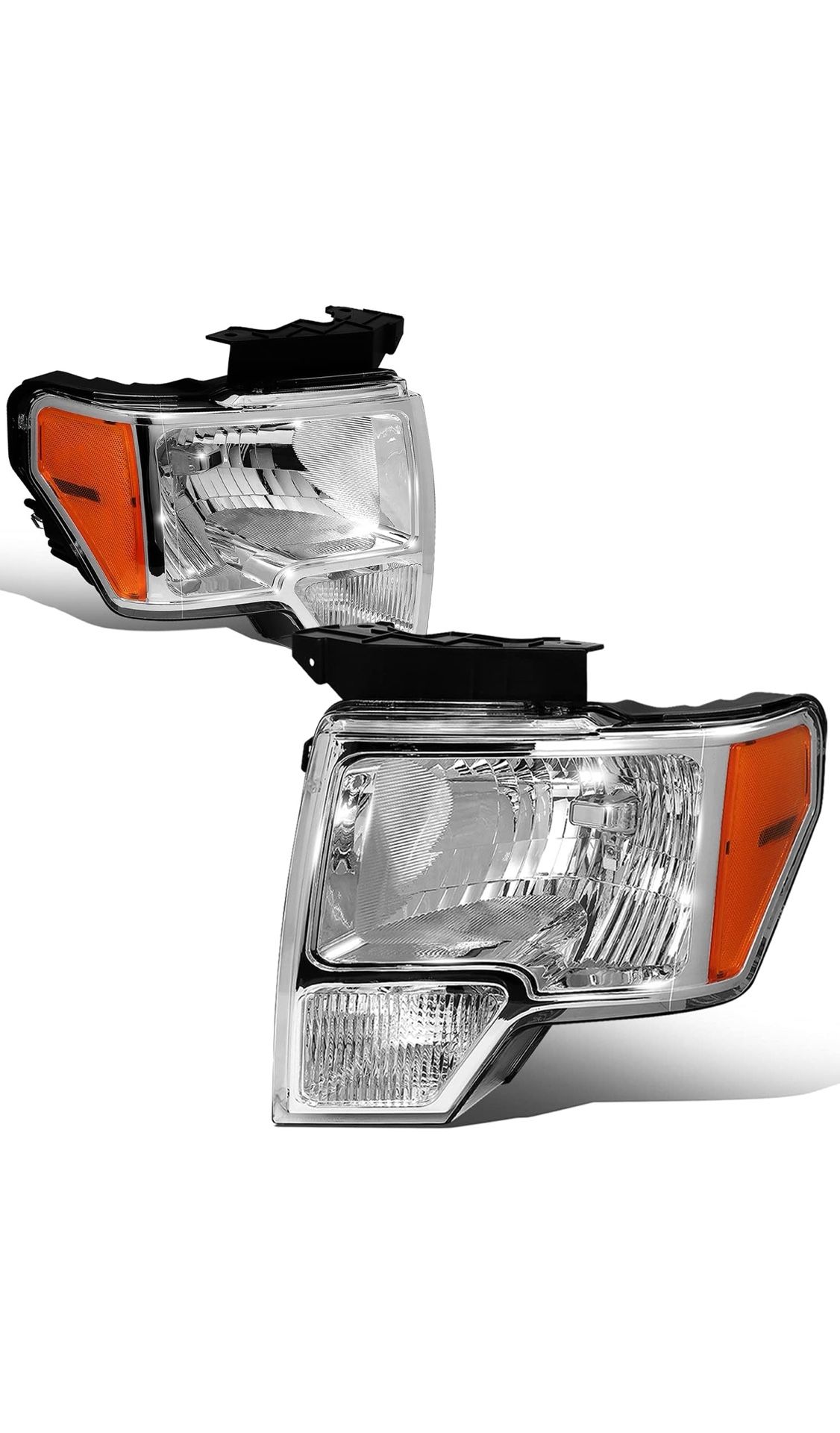 09-14 Ford F-150 Headlights OEM Style Chrome Amber Luces Estilo Original Cromadas