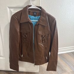 REAL brown leather jacket size medium