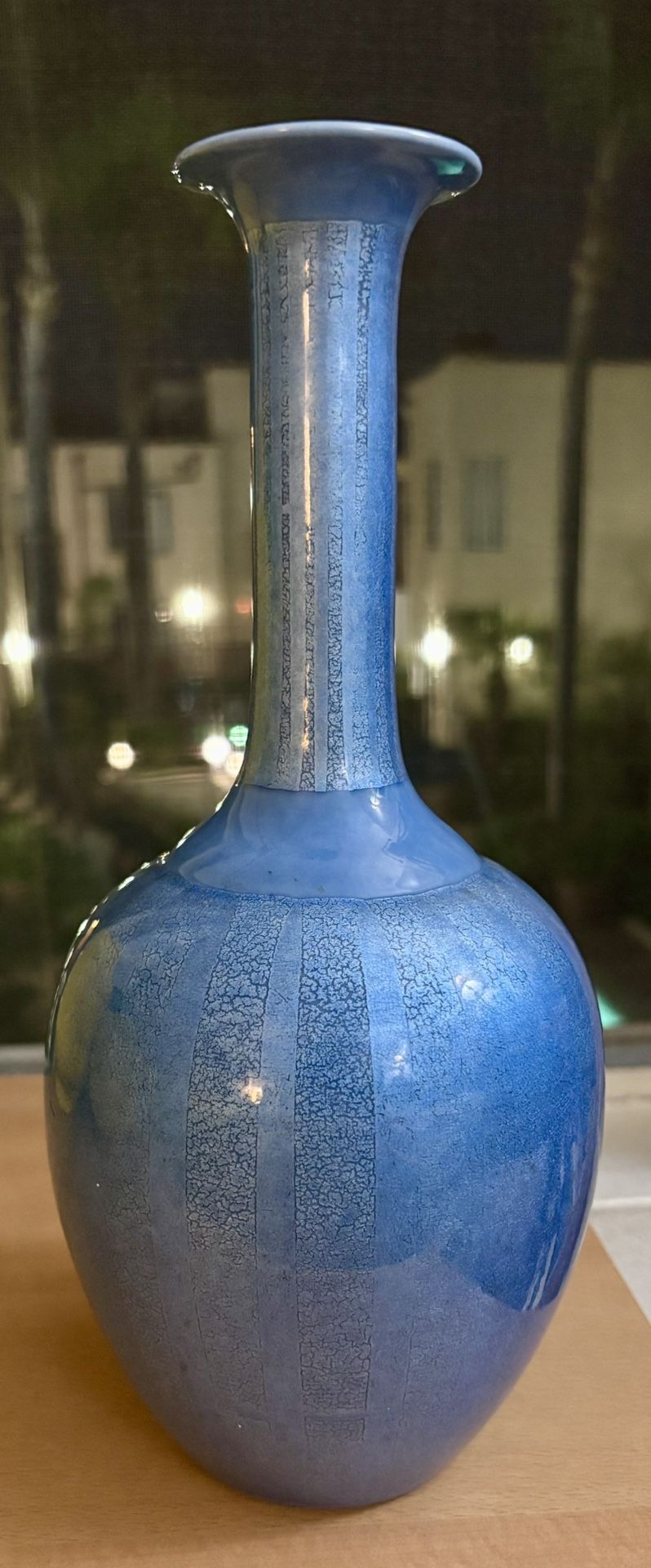 Japanese Kutani Porcelain Vase by Master Potter Nakata Kazuyu – "Pale Blue Yuri-Ginsai"