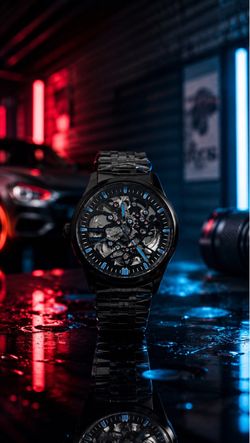 Black Automatic Skeleton Watch – Brand New with Gift Box