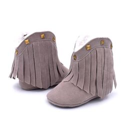 BRAND NEW GREY TASSLE BOOTS SIZE 12 months