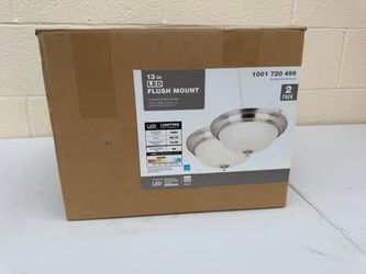 Home Decorators Collection 13 in. LED Flush Mount Light, Brushed Nickel, 2-Pack