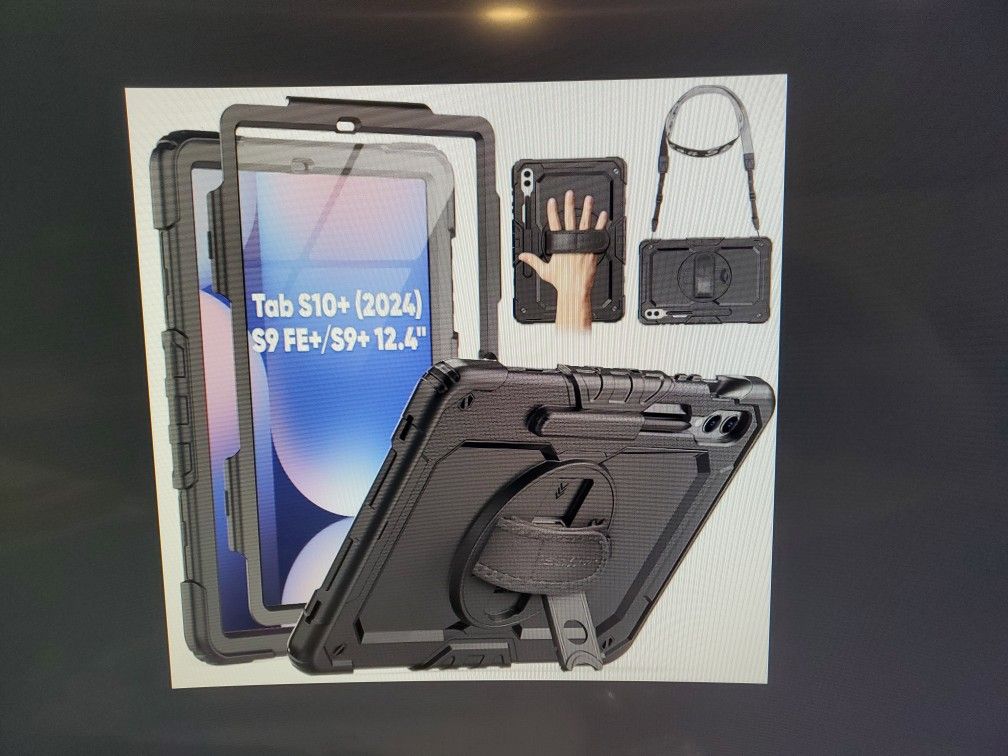 Heavy Duty Case For Samsung Galaxy Tablet S10+/S9 Fe+/S9+ 12.4 Inch, Black