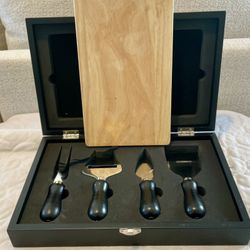 4 Piece Stainless Steel Cheese Set and Cutting Board.
