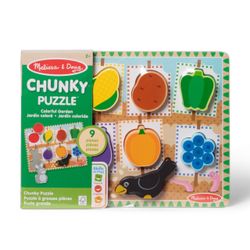 Melissa & Doug Colorful Garden Wooden Chunky Learning Puzzle - 9 Pieces - FSC Certified