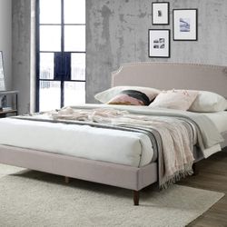 MODERN NEW LIGHT BROWN QUEEN BEDS ON SALE ONLY $199. IN STOCK, SAME DAY DELIVERY 