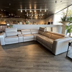 6PC Leather Power Sectional Reclining 