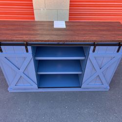 Navy Blue Barn Door Media Stand / Media Console / TV Stand / TV Console