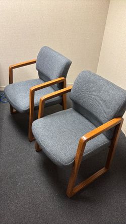Pair of Office Guest Chairs with Wood Arms