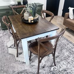 Solid Wood Refinished Table, 4 Chairs 