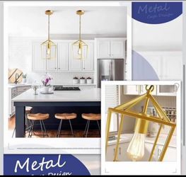 2-Pack Gold Pendant Lights Kitchen Island, Modern Mid Century Light Fixtures Hanging Lamp for Kitchen, Farmhouse Kitchen Pendant Lighting Over Island,