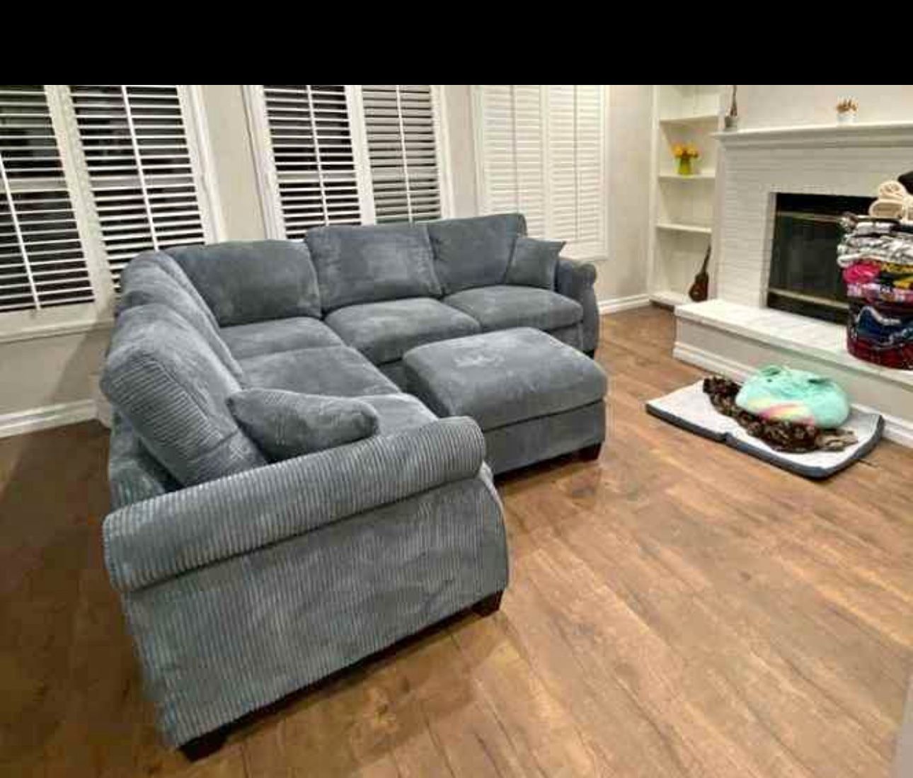 Corduroy Couch New In Box / Gray, Ivory And Black Q