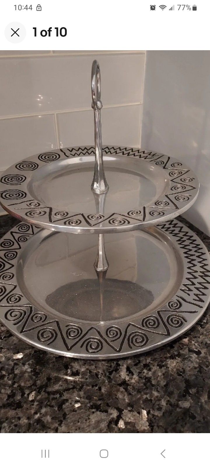 Wilton Armetale Pewter Reggae 2 Tier Round Snack Dessert Serving Dish Made USA