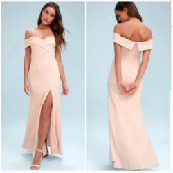 Lulus Song Of Love Size Xs 0-2 Blush Light PINK Off Shoulder Dress NEW 